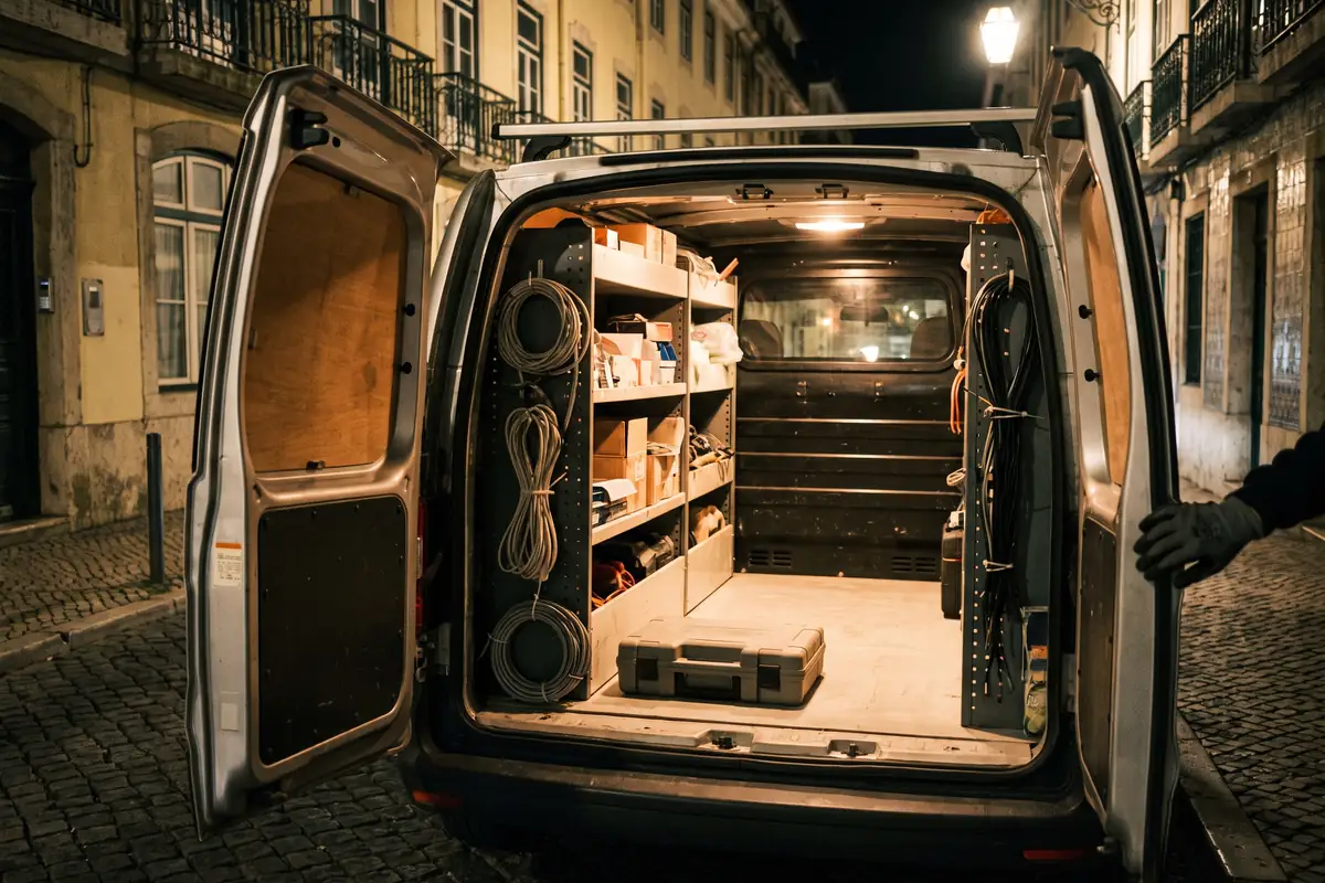 Viatura de piquete de eletricidade equipada para urgências nocturnas